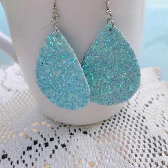 None Jewelry - Bohemian Retro Teardrop Dangle Glittered Earrings Blue 2.95 Drop New